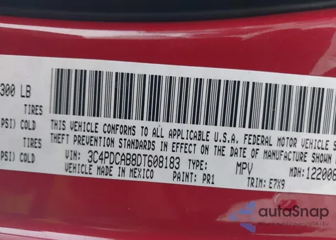 2013 Dodge Journey Se из США, поврежденный, VIN 3C4PDCAB8DT608183